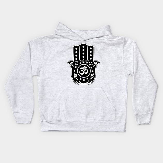 hand of hamsa Om OHM Kids Hoodie by livania